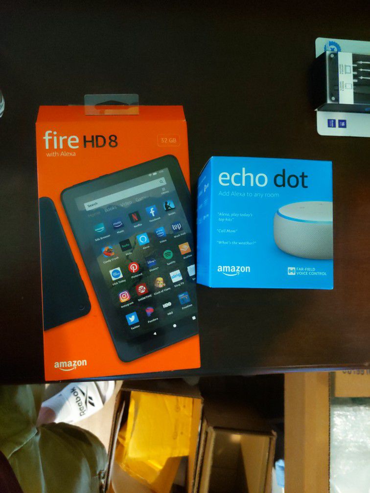 Amazon Fire HD 8 Tablet With Echo Dot Bundle