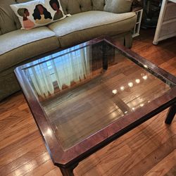 Beautiful Big Coffee Table Wood and Glass