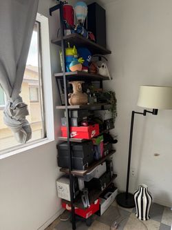 7 FT 6-Shelf Tall Wall-Mounted Ladder Bookshelf