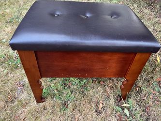 brown faux-leather  seat  -bench with storage under seat