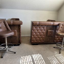 Antique Bar With Matching Bar Stools