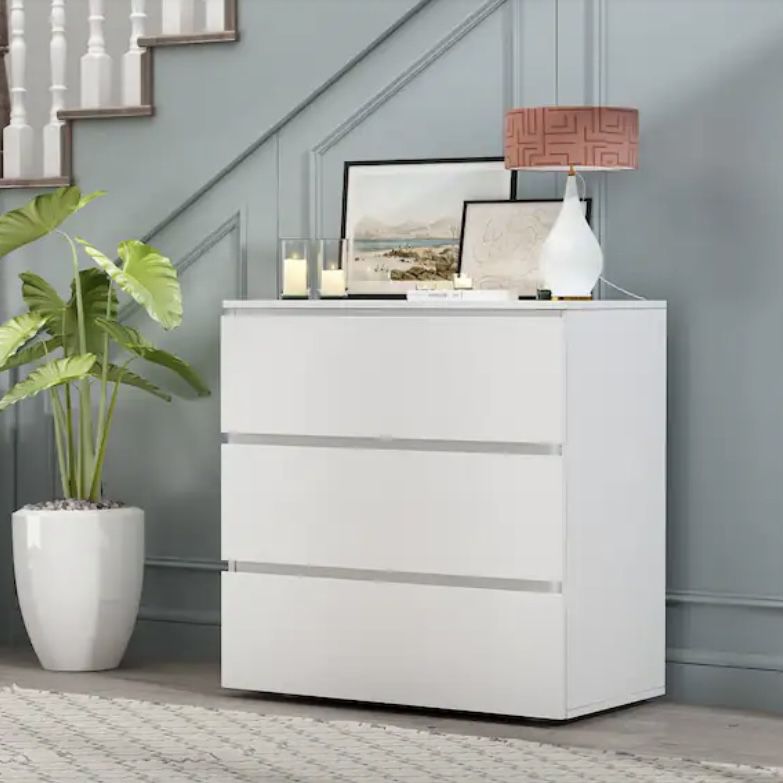 Home Depot  Kf200149-01  Drawer White Wood Chest of Drawers Bedside Table Storage Dresser Freestanding Cabinet 30 in. W x 32 in. H x 16 in. D Timeless