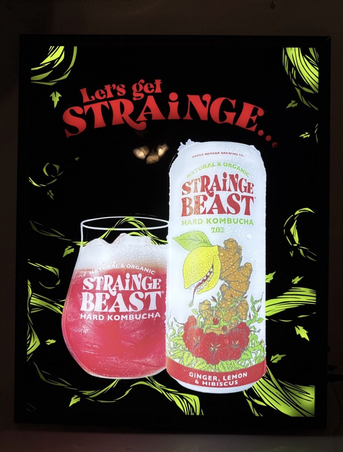 SIERRA NEVADA BREWERY STRAINGE BEAST HARD KOMBUCHA LED BAR SIGN MAN CAVE LIGHTED