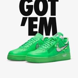 Nike AF1 Off White Green Spark Sz 10 Mens. Ds.