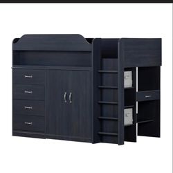 Arlen Twin 5 Drawer Loft Bed with Bookcase by South Shore