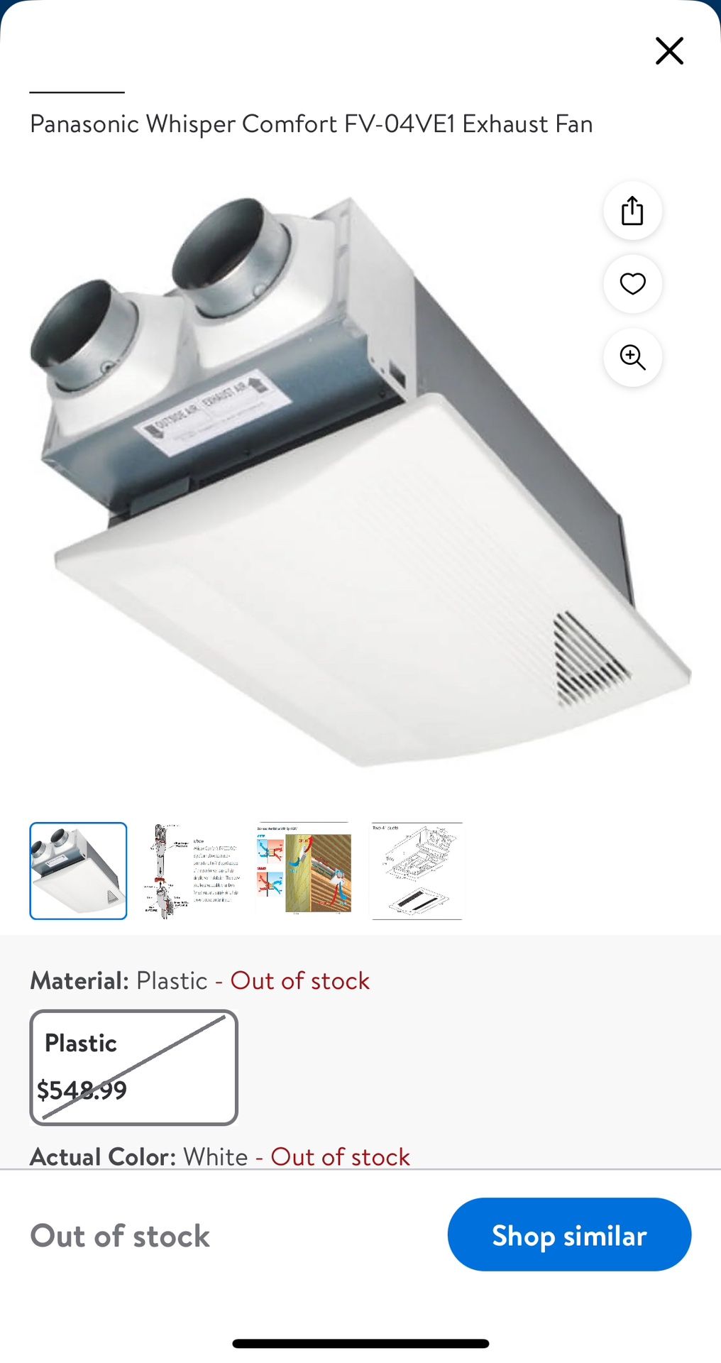 New Panasonic Whisper Comfort Exhaust Fan