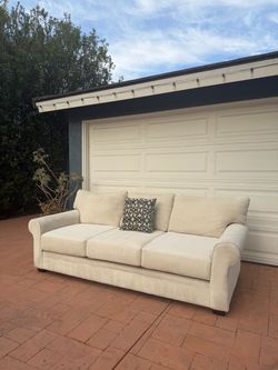 Living Spaces Lunada Bay Sofa | Cream Ivory Beige Neutral | Designer Luxury Couch | 3 Seat Sectional