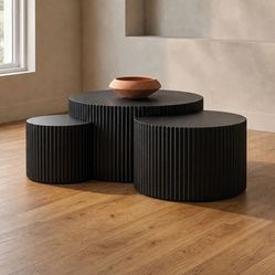 3 PC. COFFEE TABLE SET   BLACK OR WHITE AVAILABLE (F44012) $399 DELIVER AVAILABLE