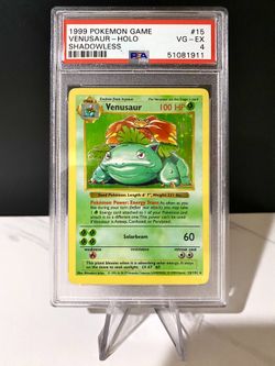 1999 Venusaur Holo Shadowless #15 PSA 4