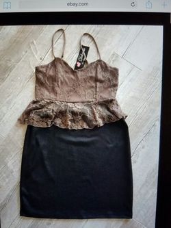 Cute Brown Lace Peplum Dress Size Medium New.