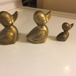 Vintage Brass Duck Set