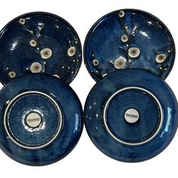 World Market Japan stoneware salad plate cherry blossom cobalt blue. 7,5”. Set of 4 plates no chips/cracks