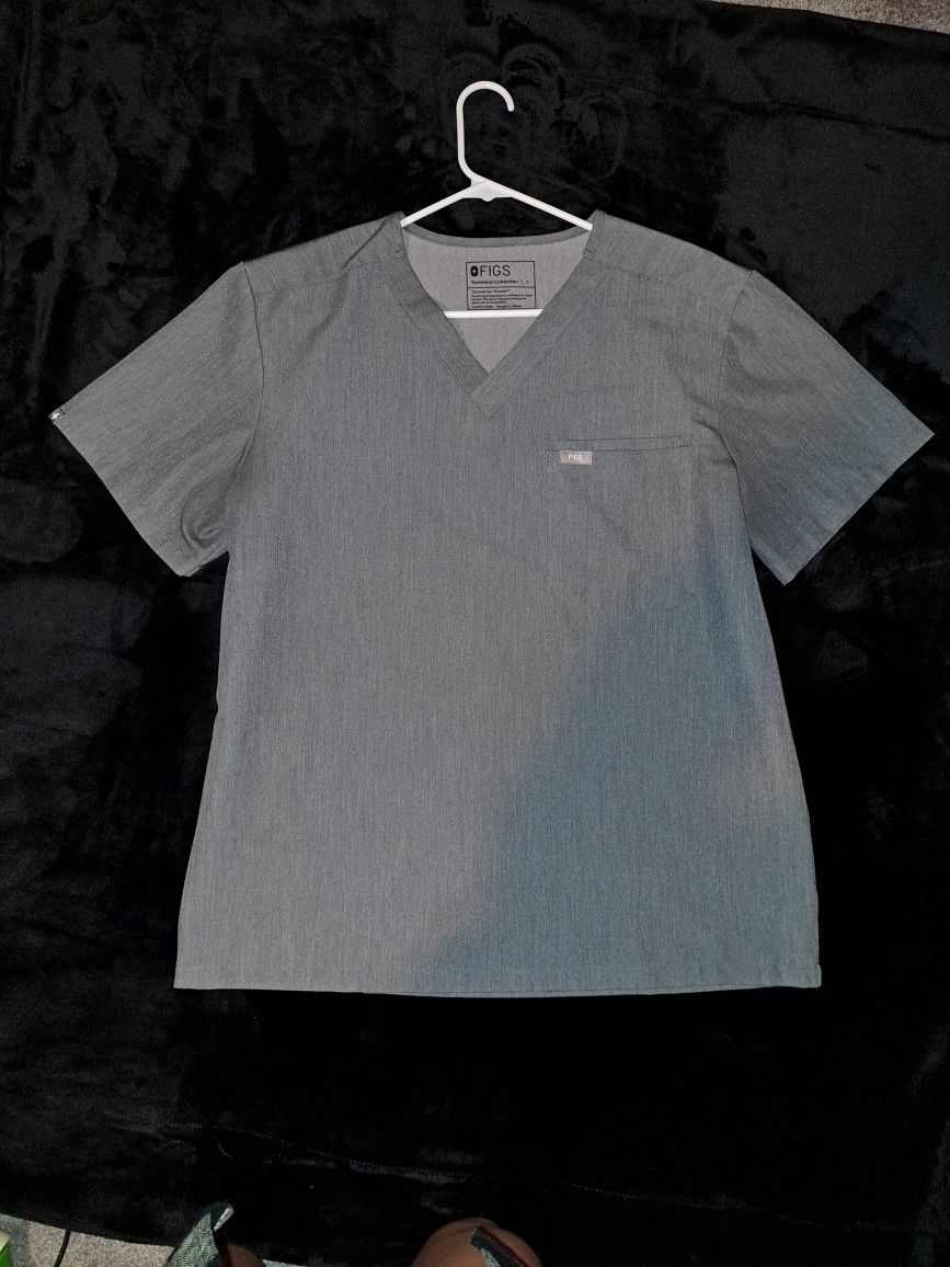 Figs Graphite Mens Large V-Neck Scrub Top (Color Code #2727)