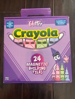 Crayola  Glitter Magnetic Tiles, Building Set for Kids, Magnetic Tiles, Kids’ Building Toys, STEM & Montessori Toys for Boys and Girls Ages 3+, 24-Pie