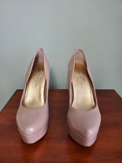 Jessica Simpson Platform Heels Waleo Nude Patent 8.5