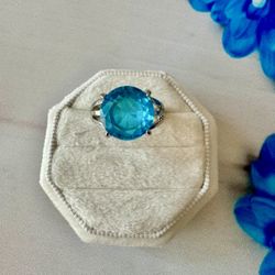 Blue Cocktail Ring, Size 6