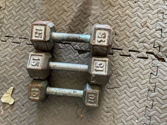 15 and 10lb dumbbells