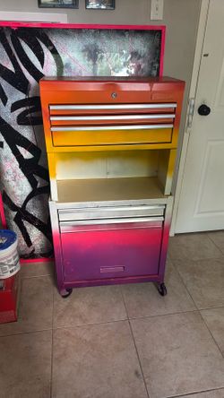 Spray Painted Stanley Metal tool chest 