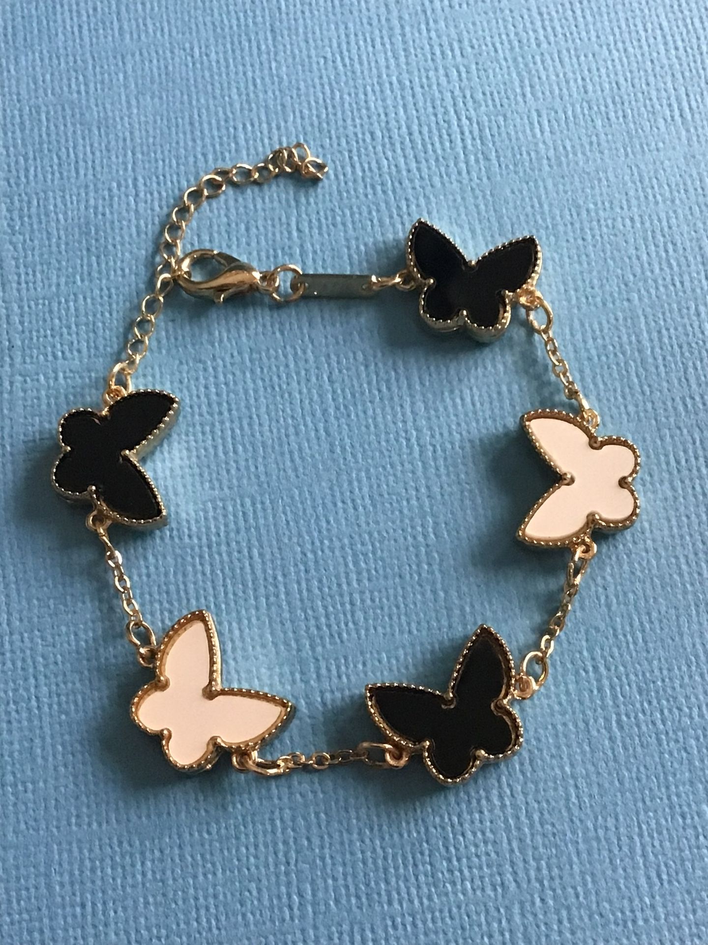 Butterfly Bracelet Set- Black & White- AdjustableLength 6.25”  to  8.25” *Ship Nationwide Or Pickup Boca Raton