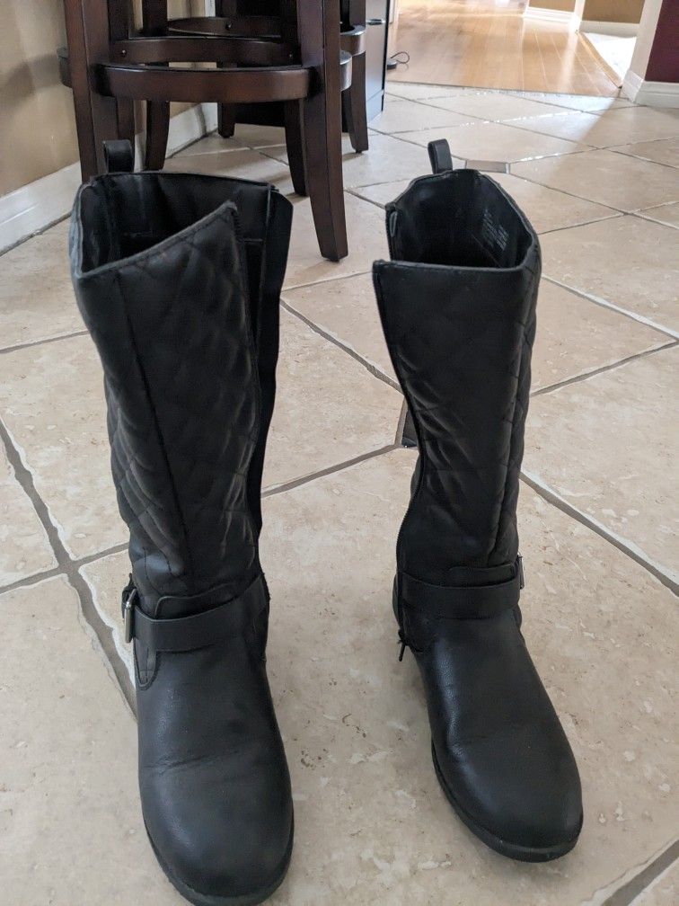 Girls Knee High Boots - Black - Size 3