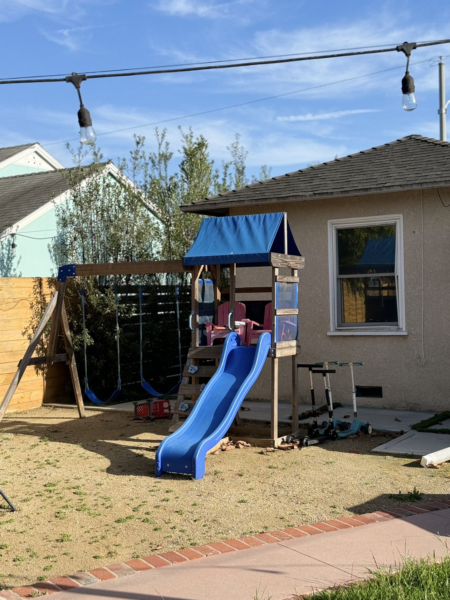 Backyard Wooden Cedar Swing Set