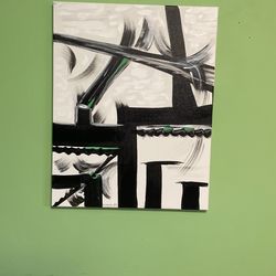Modern Abstract canvas Painting  In Black And White