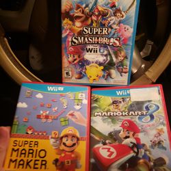 Wii U Mario Kart 8 Mario Maker Super Smash Bros All Excellent Condition 