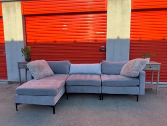 🛋️🚚🇲🇽FREE DELIV! Modern Gray Sectional w/ Chaise + USB Charging – FREE DELIVERY