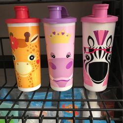 Set of 3 Safari Animal Cups 16oz Tupperware
