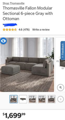 Thomasville Fallon 6 PC Fabric Modular Sectional with Ottoman