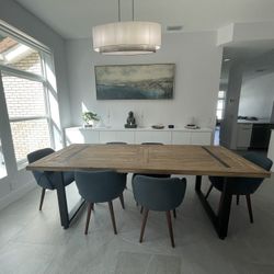 Beautiful Reclaimed Wood Dining Table + 6 Chairs – Modern Rustic Style