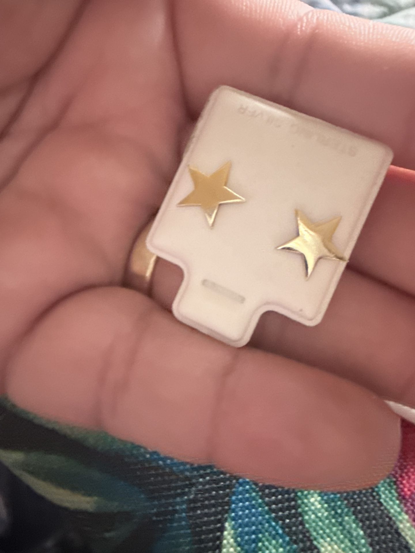 Silver Gold Star Earrings 