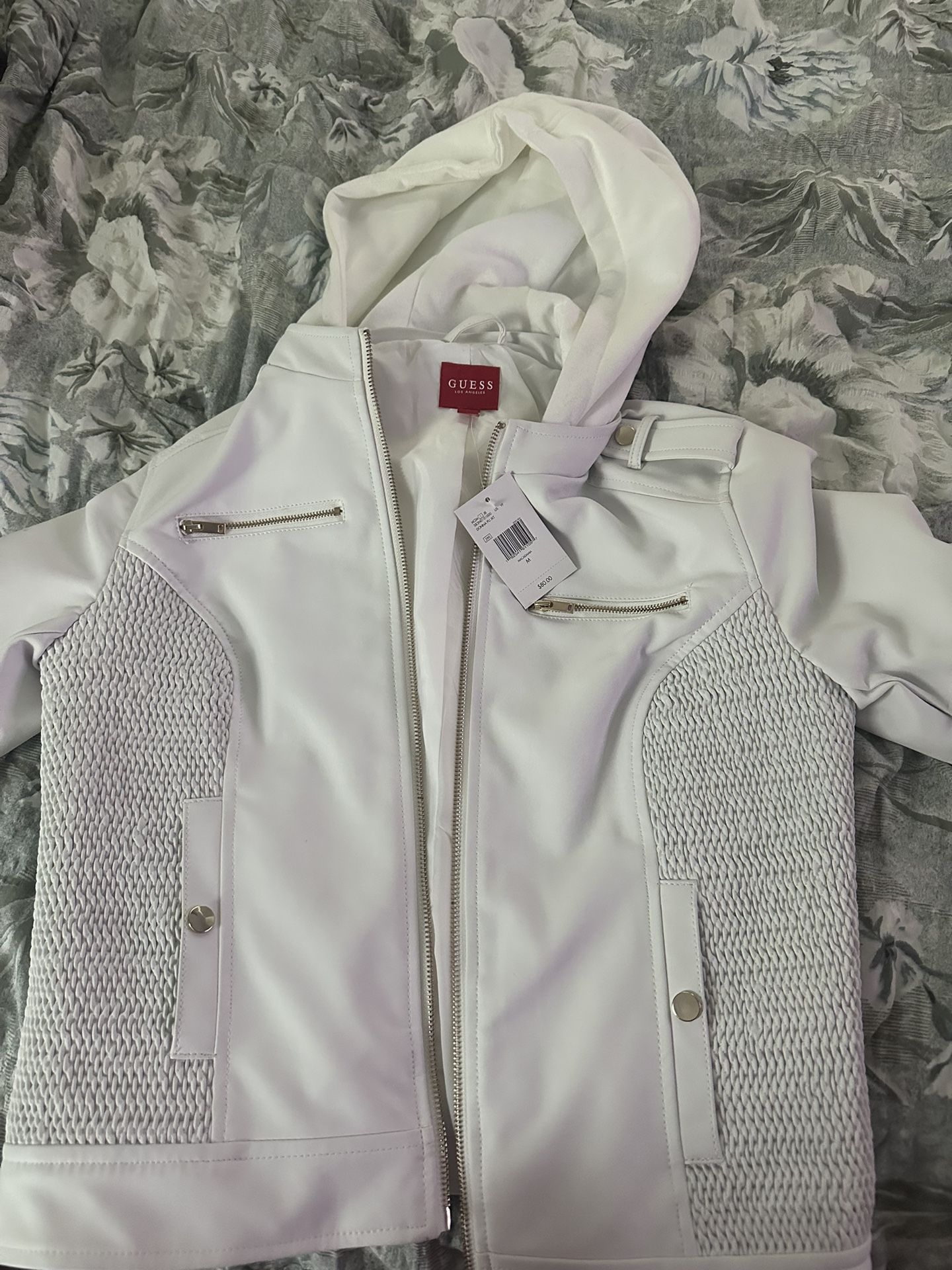Guess White Leather Jacket