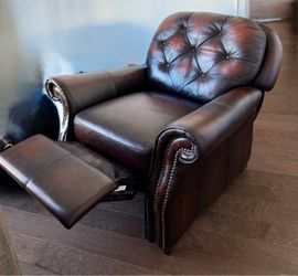 Brown Leather Tufted Recliner Chair