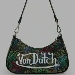 VON DUTCH  NEON MULTI LOGO  SHOULDER/HAND BAG CHAIN WRENCH Y2K STREET STYLE 