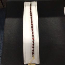 Sterling Silver Garnet Tennis Bracelet .925