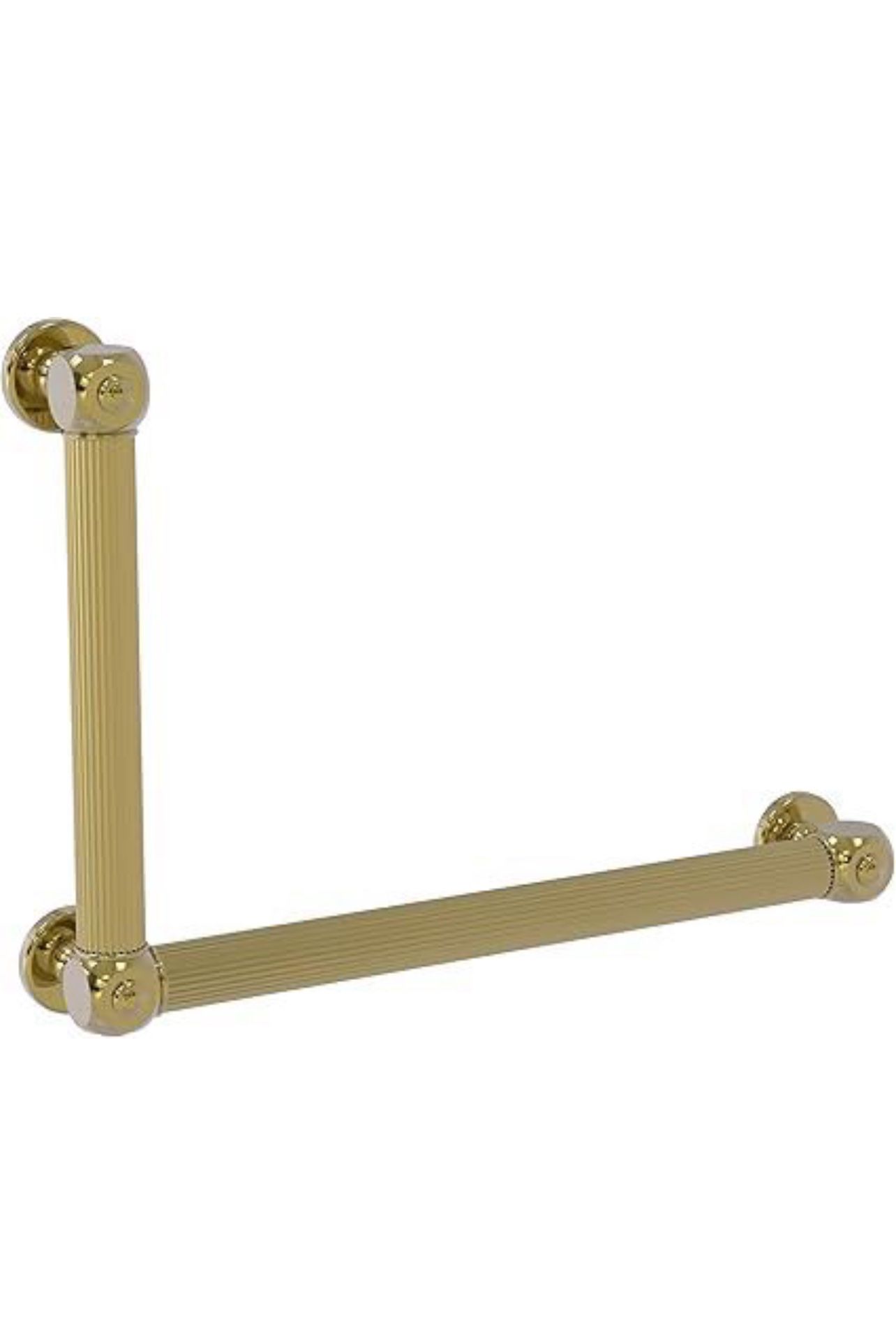 Allied Brass Cube Design Reeded 90 Deg. Left Hand Grab Bar, Unlacquered Brass