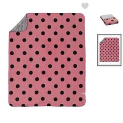 Vs pink reversible pink polka dot plush blanket