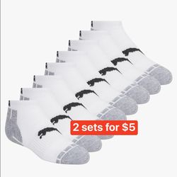 PUMA Kids' Low Cut Extra Cushion & Arch Support Socks (8- Pack) size 5-6.5