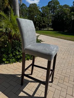 Set of 4 Gray Upholstered Bar Stool with Back