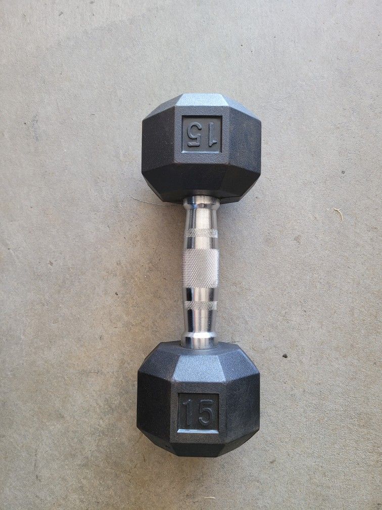 Dumbbell ONLY ONE 15Lb for $10 Firm (WALNUT 91789)