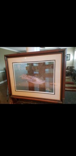 Snookered framed and matted art piece