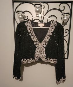 Vintage Black Sweater with beads, size XL Great Condition