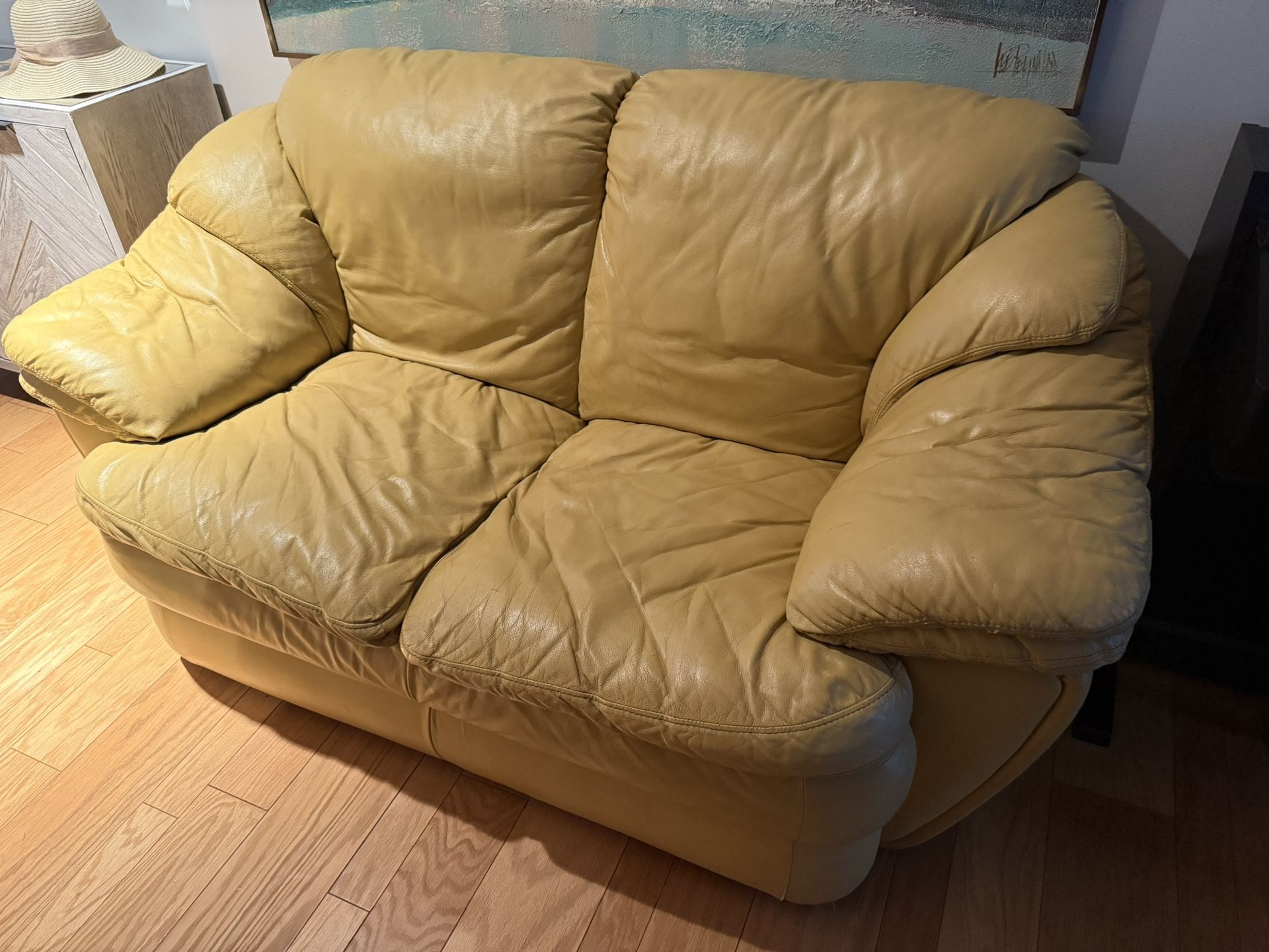 Genuine Leather Loveseat -- $60