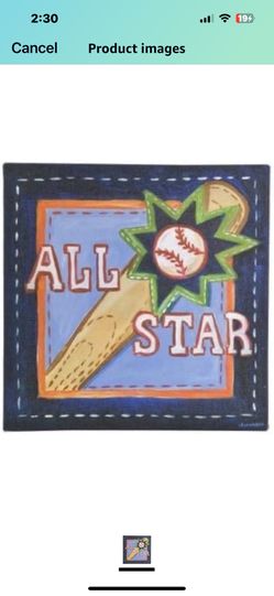 New “Oopsy Daisy Too” Sports Baseball Fine Art 21”x21”