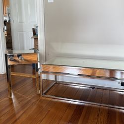     Glass Coffee Table + Side Table Set – Modern, Great Condition 