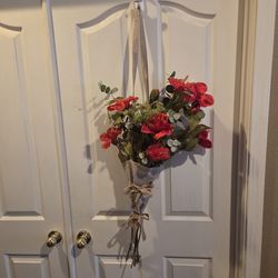 Farmers market floral flowers carry bag with faux floral arrangement home decor decoration