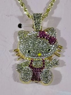 Hello Kitty rhinestone necklace and earrings set