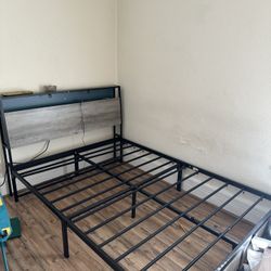 Full Size Bed Frame W/ LED Lights