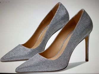 Stuart Weitzman Stuart 100 Pump Silver Pointed Toe Heels Women's Silver 9.5 B SAVE $100.00